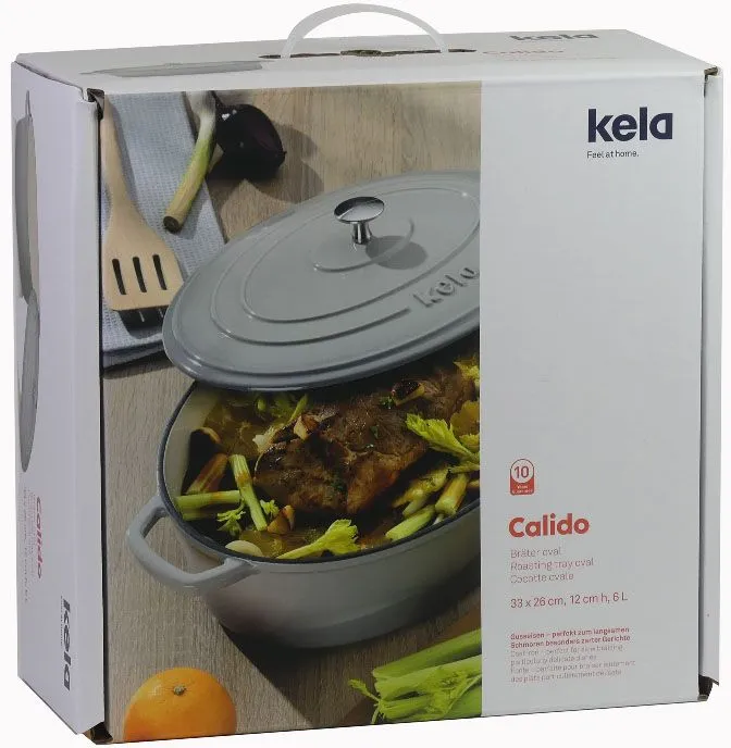 Каструля чавунна з кришкою Kela Calido 21 см 2.5 л Сіра (12605)
