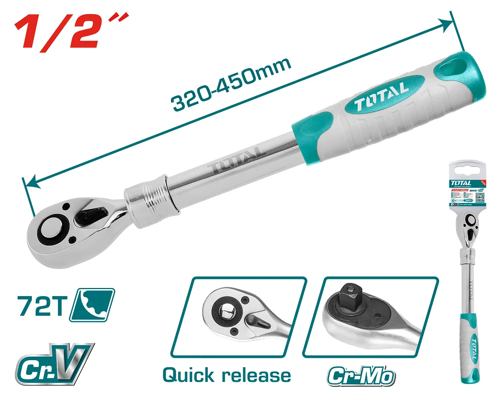 Ключ трещітка TOTAL THT106128L 1/2", 320-450 мм.
