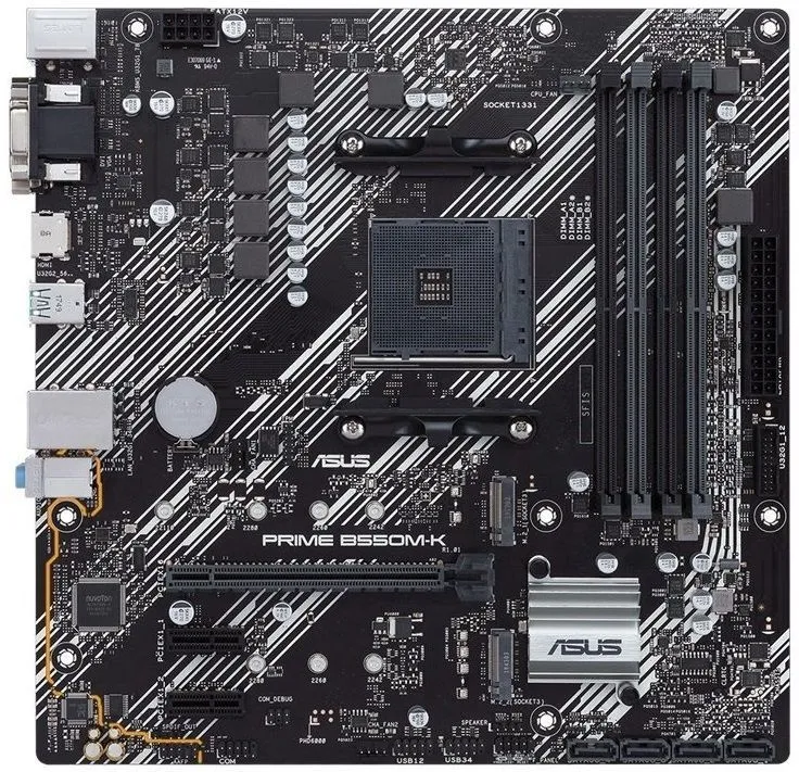 ASUS Материнcька плата PRIME B550M-K sAM4 B550 4xDDR4 M.2 HDMI DVI D-Sub mATX