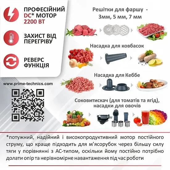 М`ясорубка PRIME Technics PG 2243 WGD