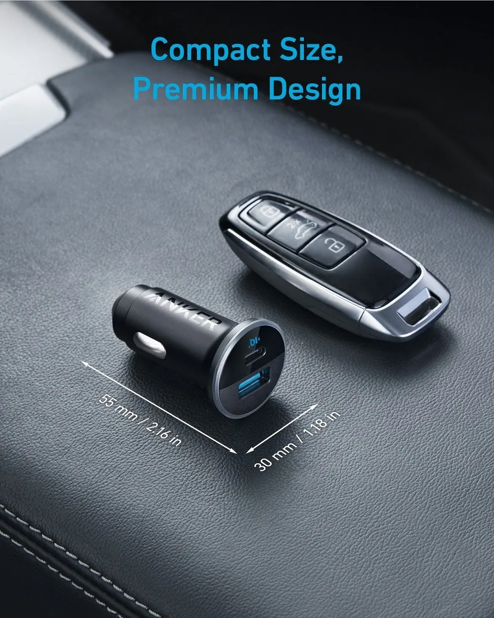 Автомобільний зарядний пристрій Anker 323 PowerDrive 52.5W 1xUSB-A, 1xUSB-C, PIQ3.0 Black (A2735G11)