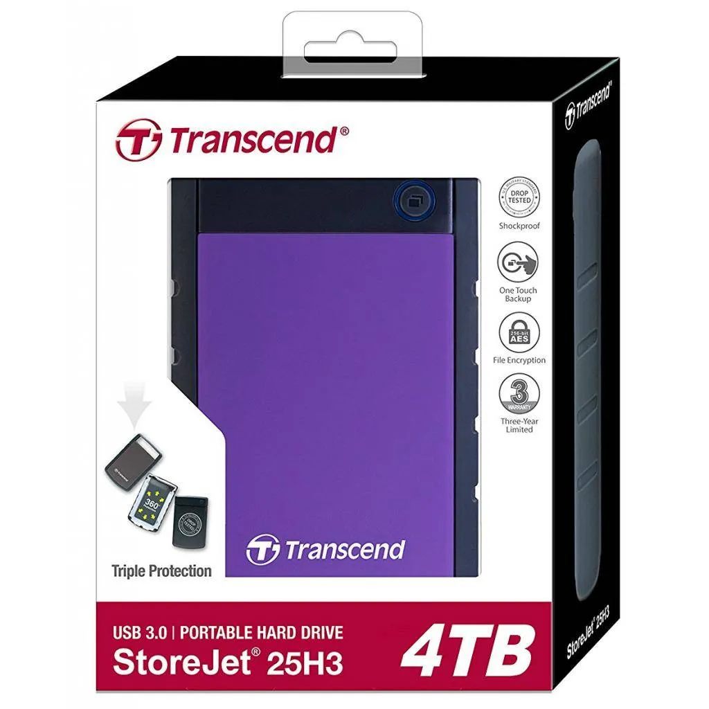 HDD накопичувач Transcend StoreJet 25H3 4TB (TS4TSJ25H3P) USB 3.0 Purple