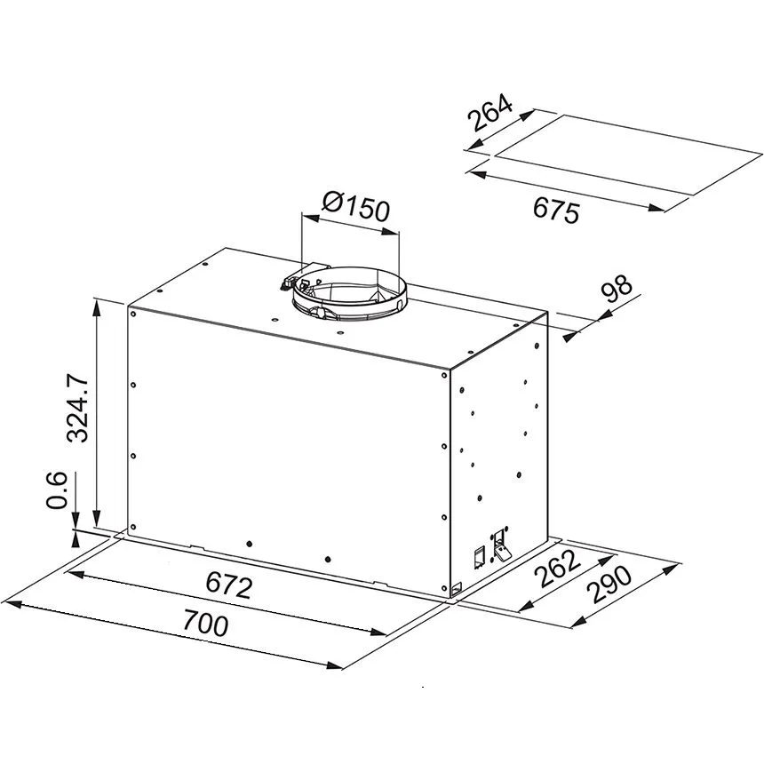 Кухонная витяжка Franke Box Evo FBFE XS A70 (305.0665.361) Нержавіюча сталь полірована вбудована повністю 70 см