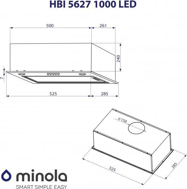 Витяжка Minola HBI 5627 IV 1000 LED