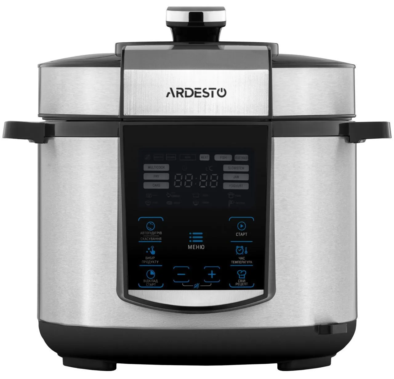 ARDESTO Мультиварка-скороварка MPC-P225, 900Вт, чаша-5л, електр. керування , книга рецептів, нерж. сталь+пластик, срібляста ARDESTO Мультиварка-скороварка MPC-P225, 900Вт, чаша-5л, електр. керування , книга рецептів, нерж. сталь+пластик, срібляста