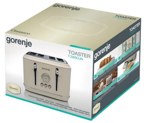 Тостер Gorenje T2300CLIN (T3223BE)