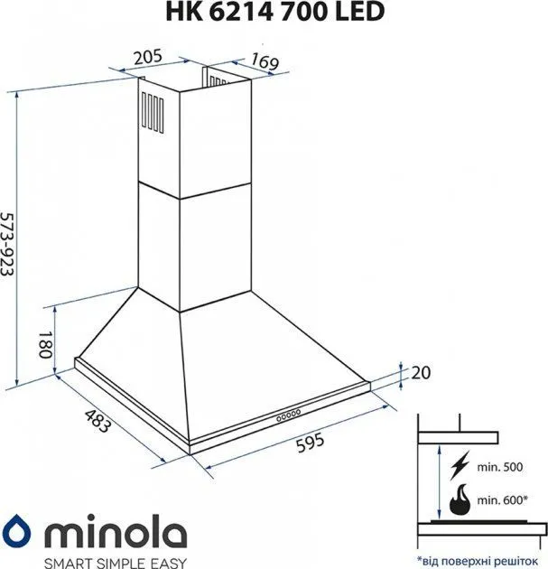 Витяжка MINOLA HK 6214 I 700 LED