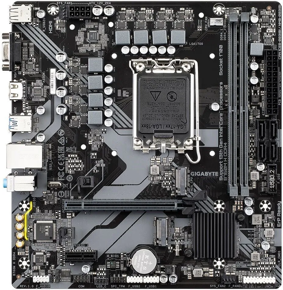 Gigabyte Материнська плата B760M H DDR4 s1700 B760M 2xDDR4 M.2 HDMI mATX