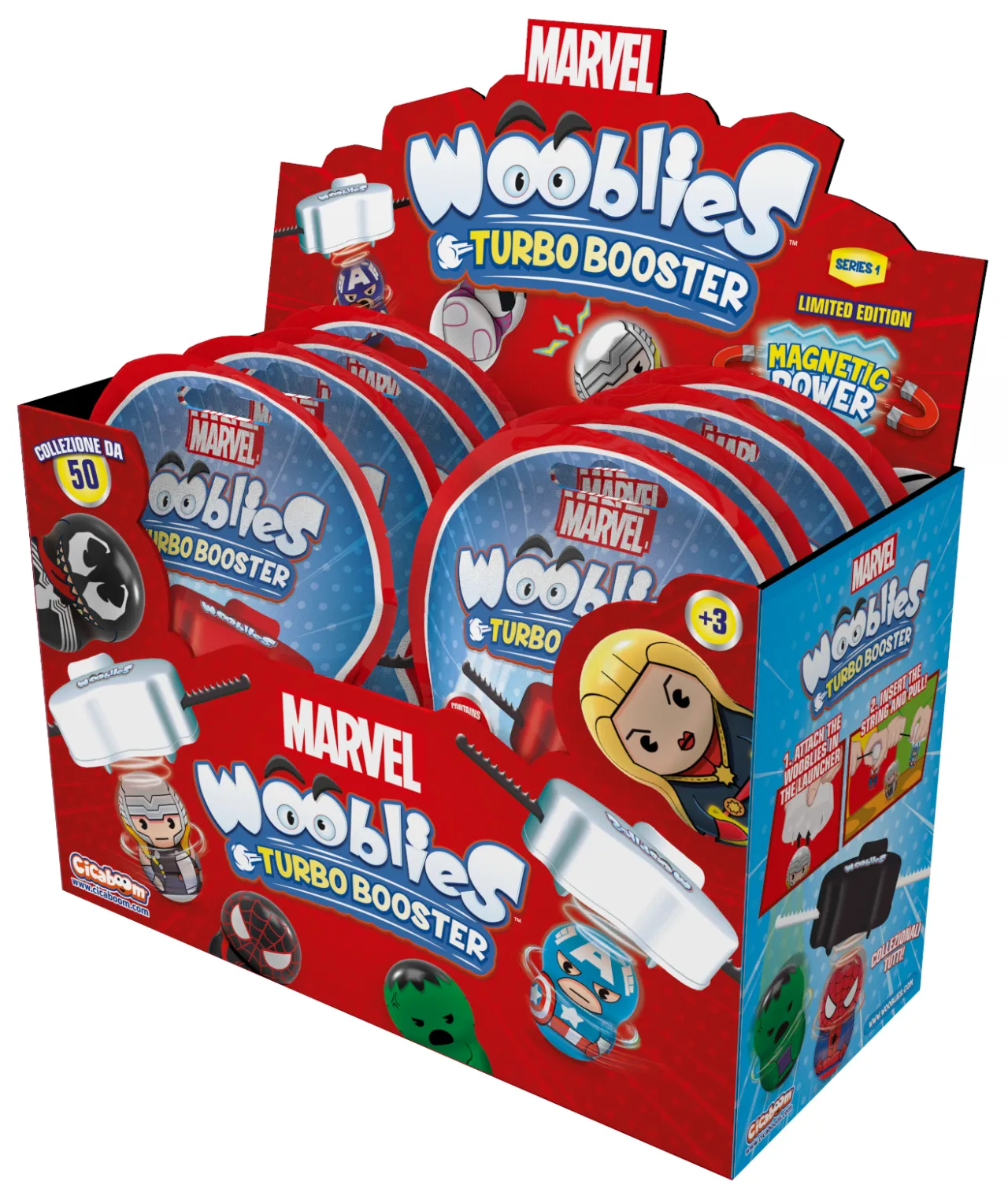 Магнітні фігурки з лончером у пакеті 2шт Marvel Wooblies