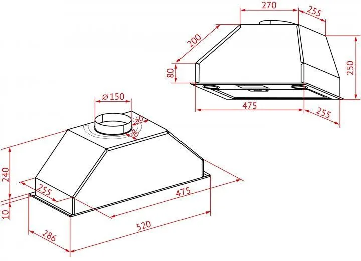 Витяжка Perfelli BIET R 5854 BL 1200 LED
