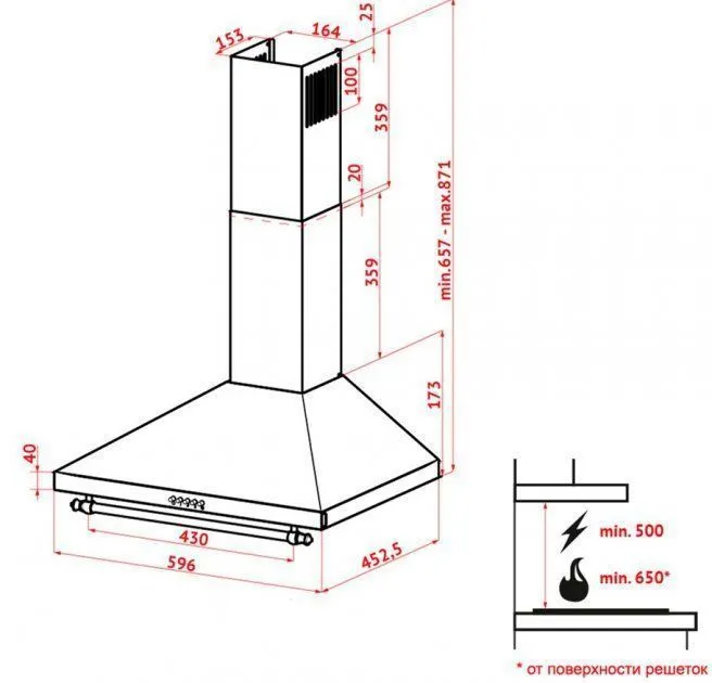Витяжка PERFELLI K 6202 BL 700 LED