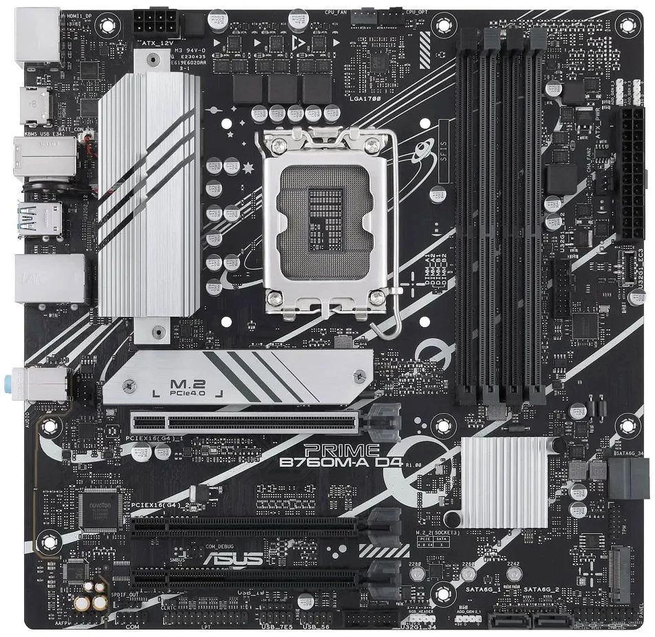 ASUS Материнcька плата PRIME B760M-A D4-CSM s1700 B760 4xDDR4 M.2 HDMI DP mATX CSM