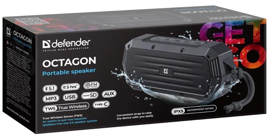 Портативна акустика Defender Octagon Black (65039)
