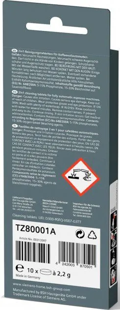 Таблетки для видалення масного нальоту Siemens TZ80001A