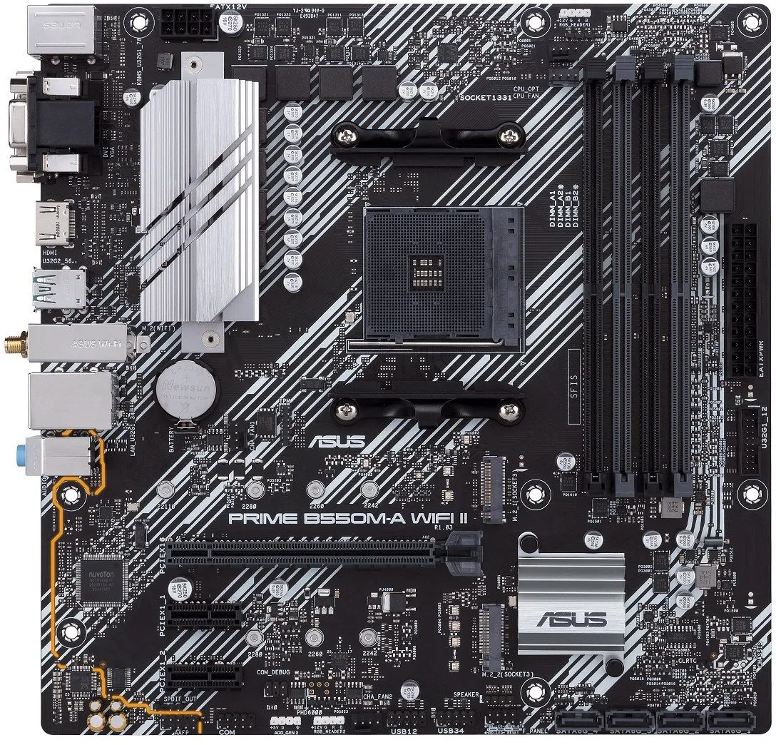 ASUS Материнcька плата PRIME B550M-A WIFI II sAM4 B550 4xDDR4 M.2 HDMI DP D-Sub Wi-Fi BT mATX