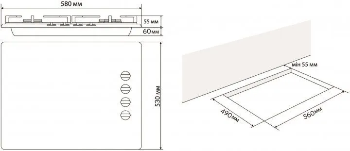 Варильна поверхня газова JANTAR HGR 60 WH EF