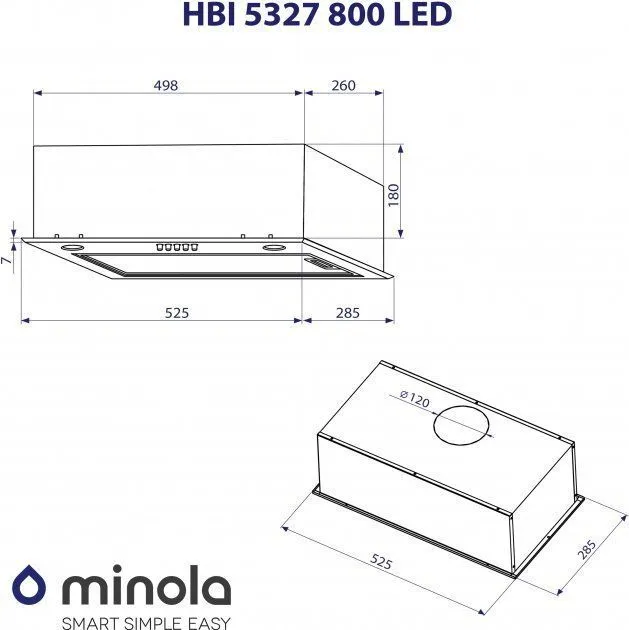 Витяжка Minola HBI 5327 I 800 LED