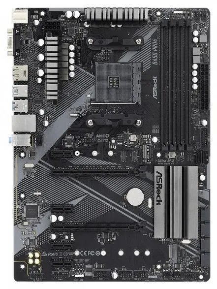 ASRock Материнська плата B450 PRO4 R2.0 sAM4 B450 4xDDR4 M.2 HDMI DP D-Sub USB Type-C ATX