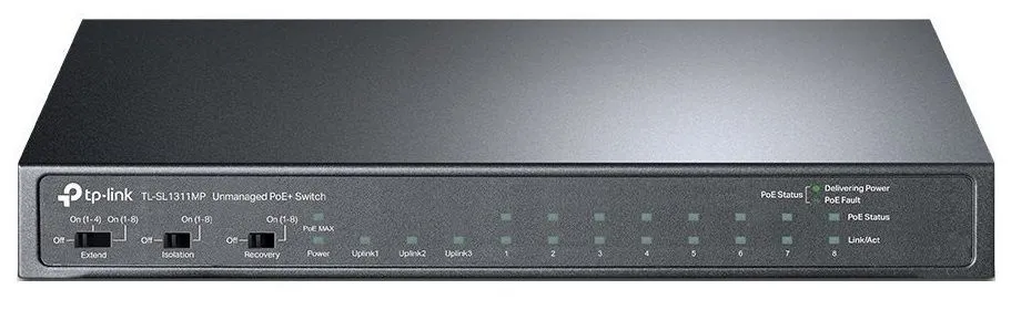 TP-Link Комутатор TL-SL1311MP 8x1FE/PoE+ 124W 2xGE 1xSFP