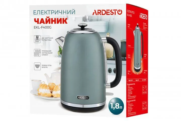 Електрочайник Ardesto EKL-F400G м'ятний