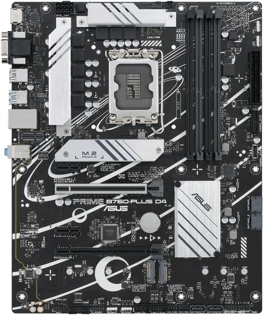 ASUS Материнcька плата PRIME B760-PLUS D4 s1700 B760 4xDDR4 M.2 HDMI D-Sub DP ATX