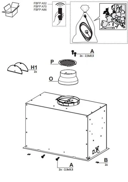 Кухонна витяжка Franke Box Flush EVO FBFE BK MATT A70 (305.0665.365) Чорний матовий вбудована повністю 70 см