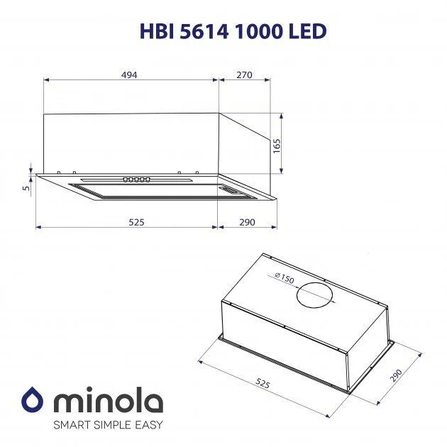 Витяжка Minola HBI 5614 BL 1000 LED